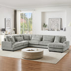 129 Oversized Sectional Sofa U-shaped Sofa Couch Modern Sofa Upholstered in Soft Corduroy with a Chaise Lounge for Living Room, Grey