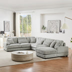129 Oversized Sectional Sofa U-shaped Sofa Couch Modern Sofa Upholstered in Soft Corduroy with a Chaise Lounge for Living Room, Grey