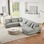 129 Oversized Sectional Sofa U-shaped Sofa Couch Modern Sofa Upholstered in Soft Corduroy with a Chaise Lounge for Living Room, Grey