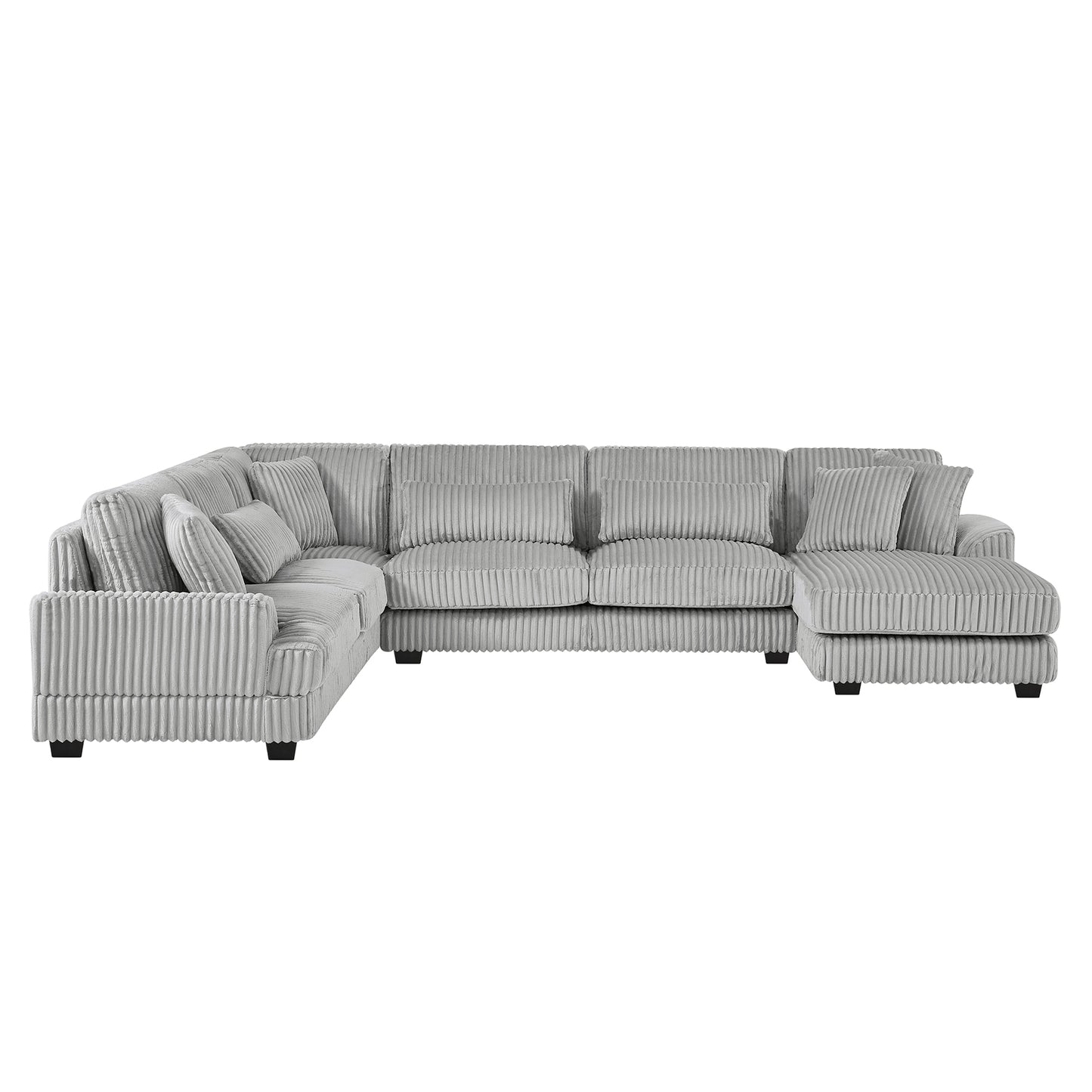 129 Oversized Sectional Sofa U-shaped Sofa Couch Modern Sofa Upholstered in Soft Corduroy with a Chaise Lounge for Living Room, Grey