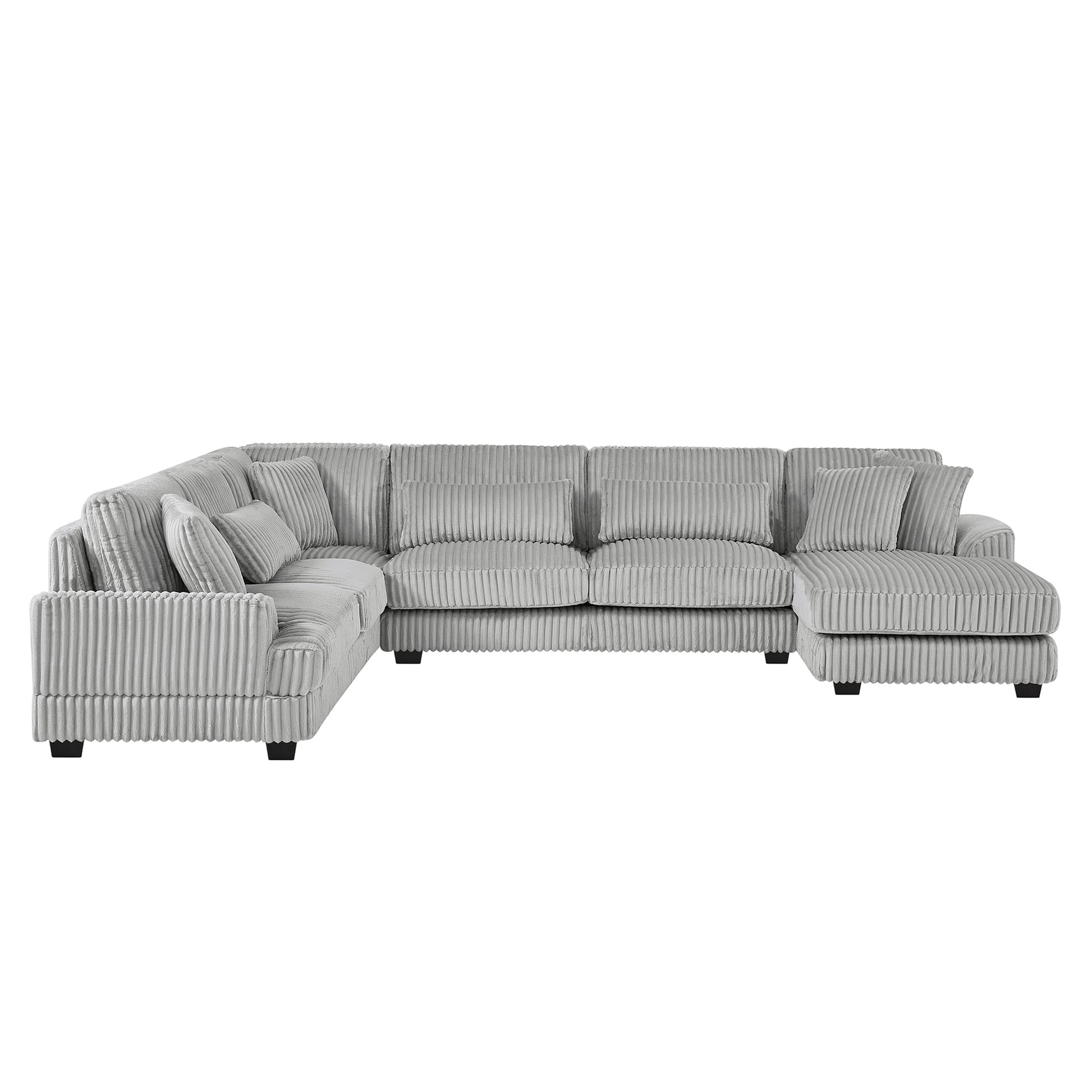 129 Oversized Sectional Sofa U-shaped Sofa Couch Modern Sofa Upholstered in Soft Corduroy with a Chaise Lounge for Living Room, Grey