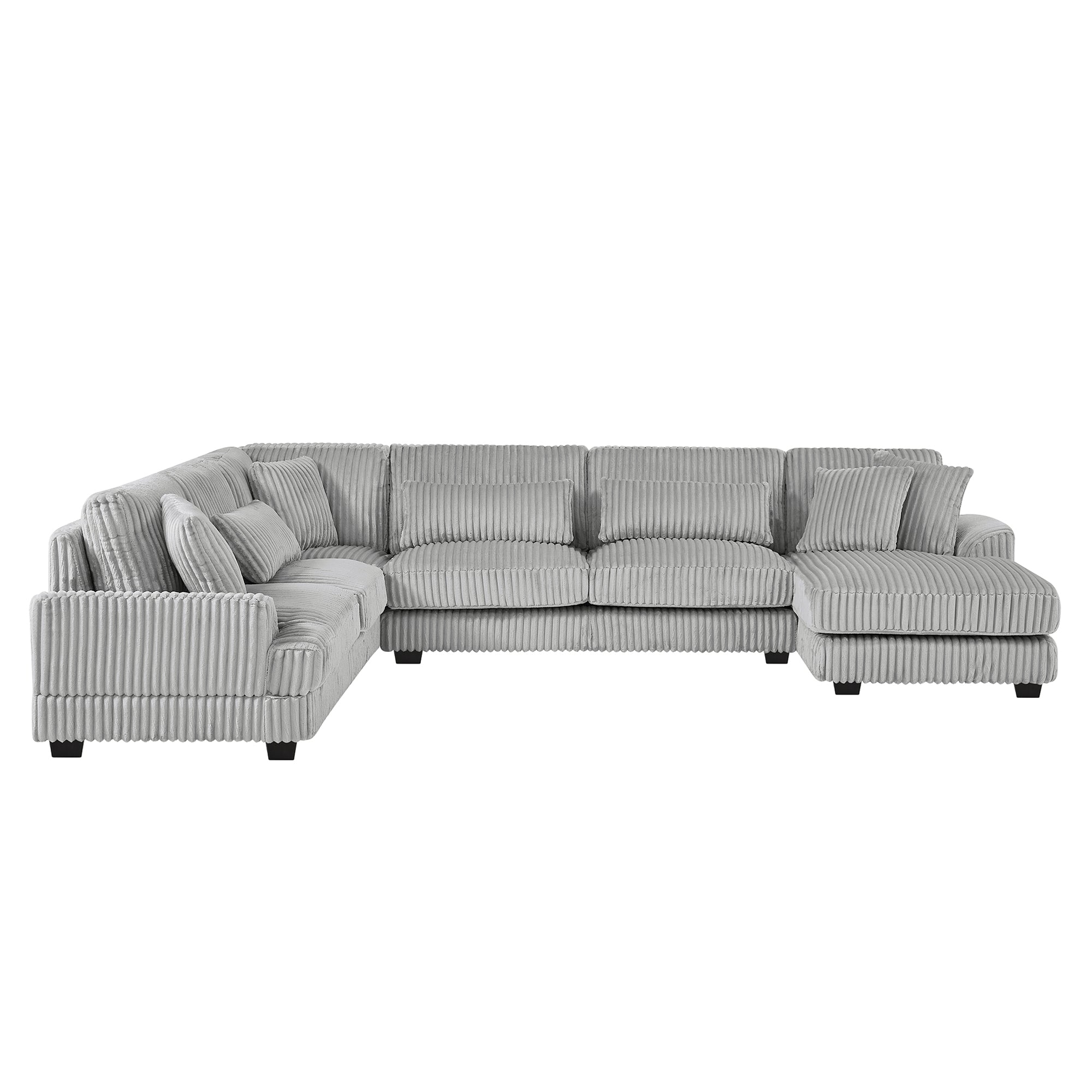 129 Oversized Sectional Sofa U-shaped Sofa Couch Modern Sofa Upholstered in Soft Corduroy with a Chaise Lounge for Living Room, Grey