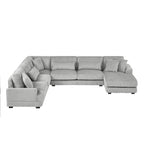 129 Oversized Sectional Sofa U-shaped Sofa Couch Modern Sofa Upholstered in Soft Corduroy with a Chaise Lounge for Living Room, Grey