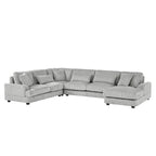 129 Oversized Sectional Sofa U-shaped Sofa Couch Modern Sofa Upholstered in Soft Corduroy with a Chaise Lounge for Living Room, Grey