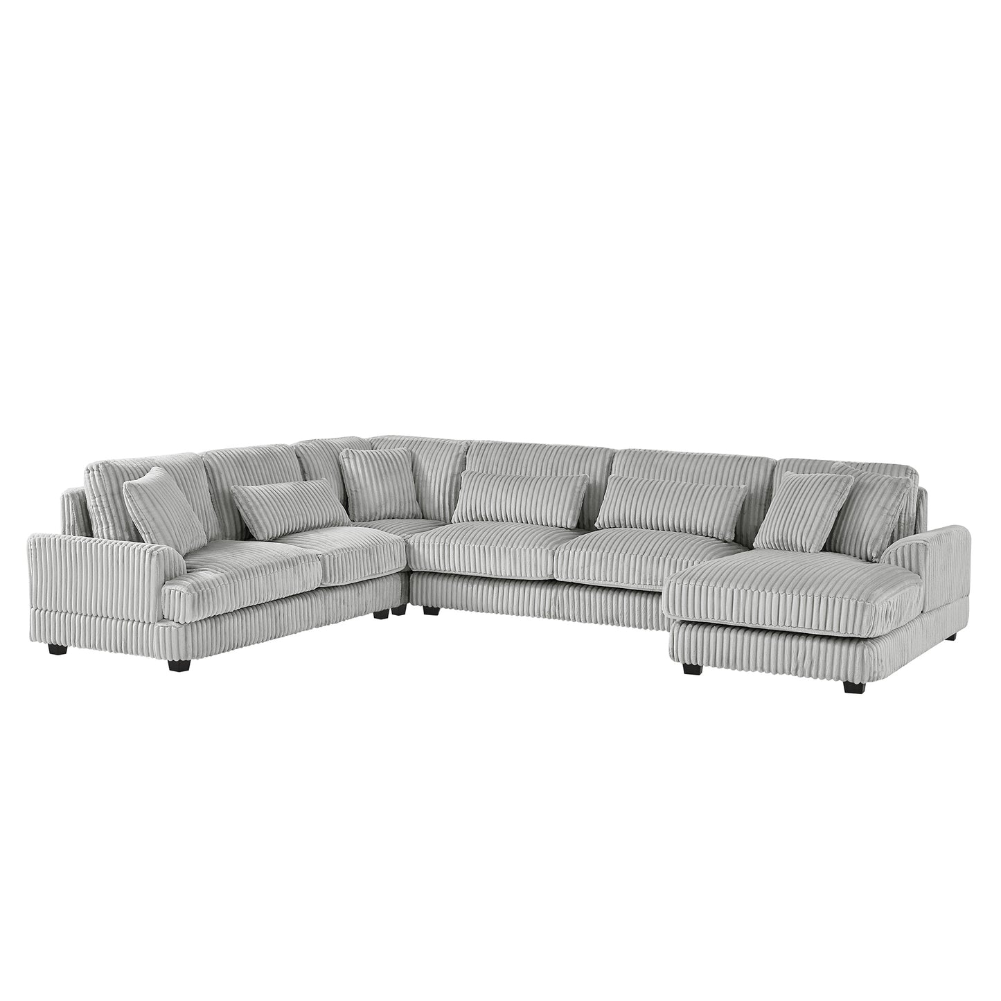 129 Oversized Sectional Sofa U-shaped Sofa Couch Modern Sofa Upholstered in Soft Corduroy with a Chaise Lounge for Living Room, Grey