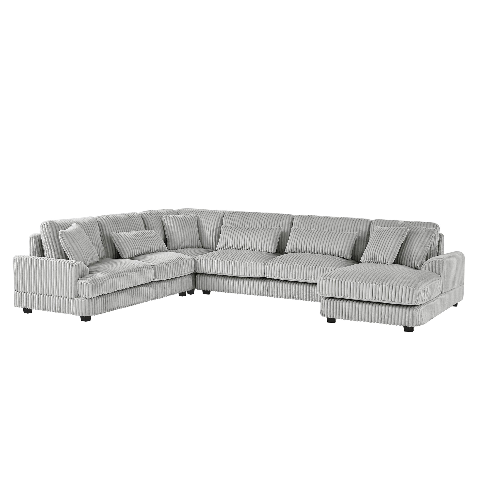 129 Oversized Sectional Sofa U-shaped Sofa Couch Modern Sofa Upholstered in Soft Corduroy with a Chaise Lounge for Living Room, Grey