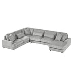 129 Oversized Sectional Sofa U-shaped Sofa Couch Modern Sofa Upholstered in Soft Corduroy with a Chaise Lounge for Living Room, Grey