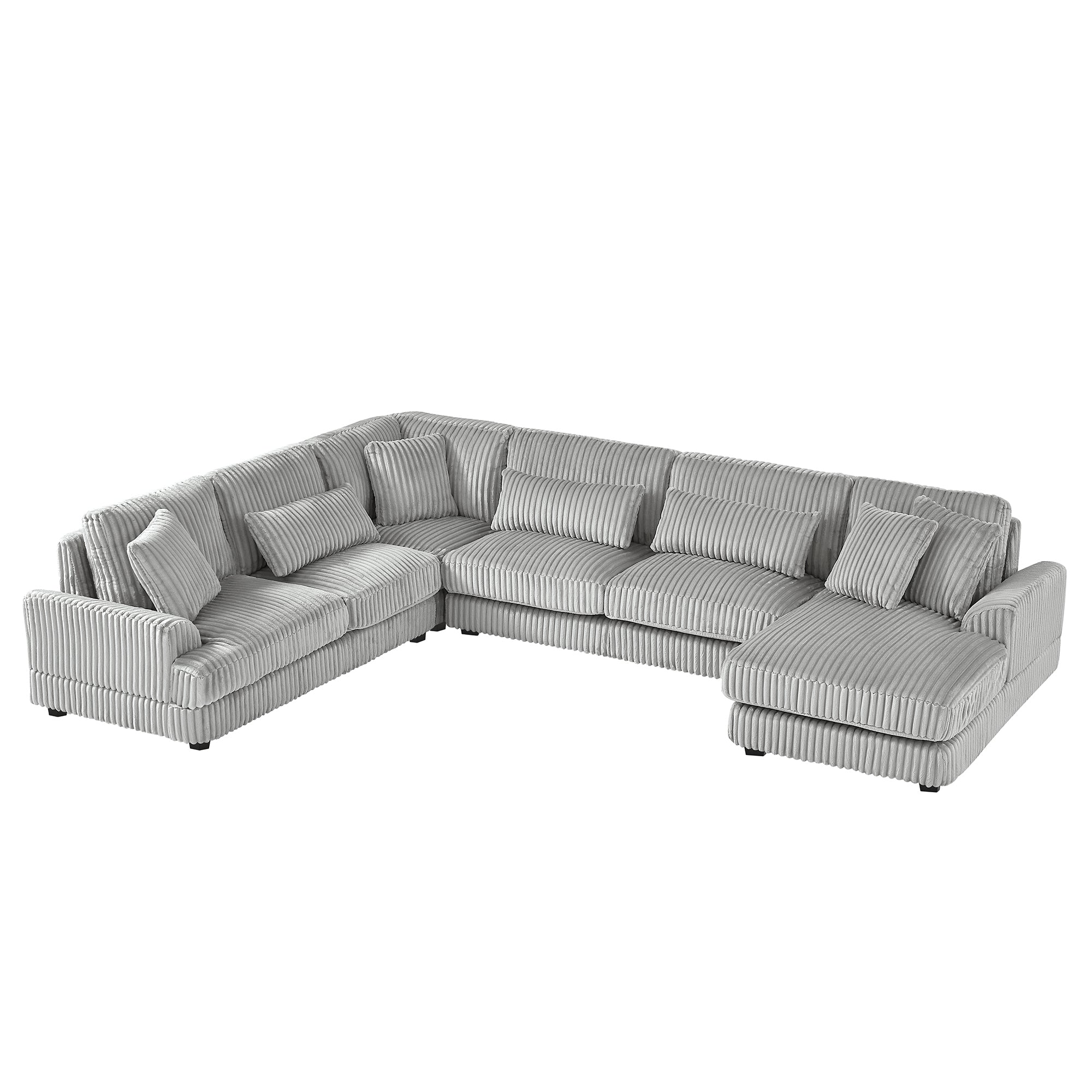 129 Oversized Sectional Sofa U-shaped Sofa Couch Modern Sofa Upholstered in Soft Corduroy with a Chaise Lounge for Living Room, Grey