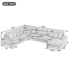 129 Oversized Sectional Sofa U-shaped Sofa Couch Modern Sofa Upholstered in Soft Corduroy with a Chaise Lounge for Living Room, Grey
