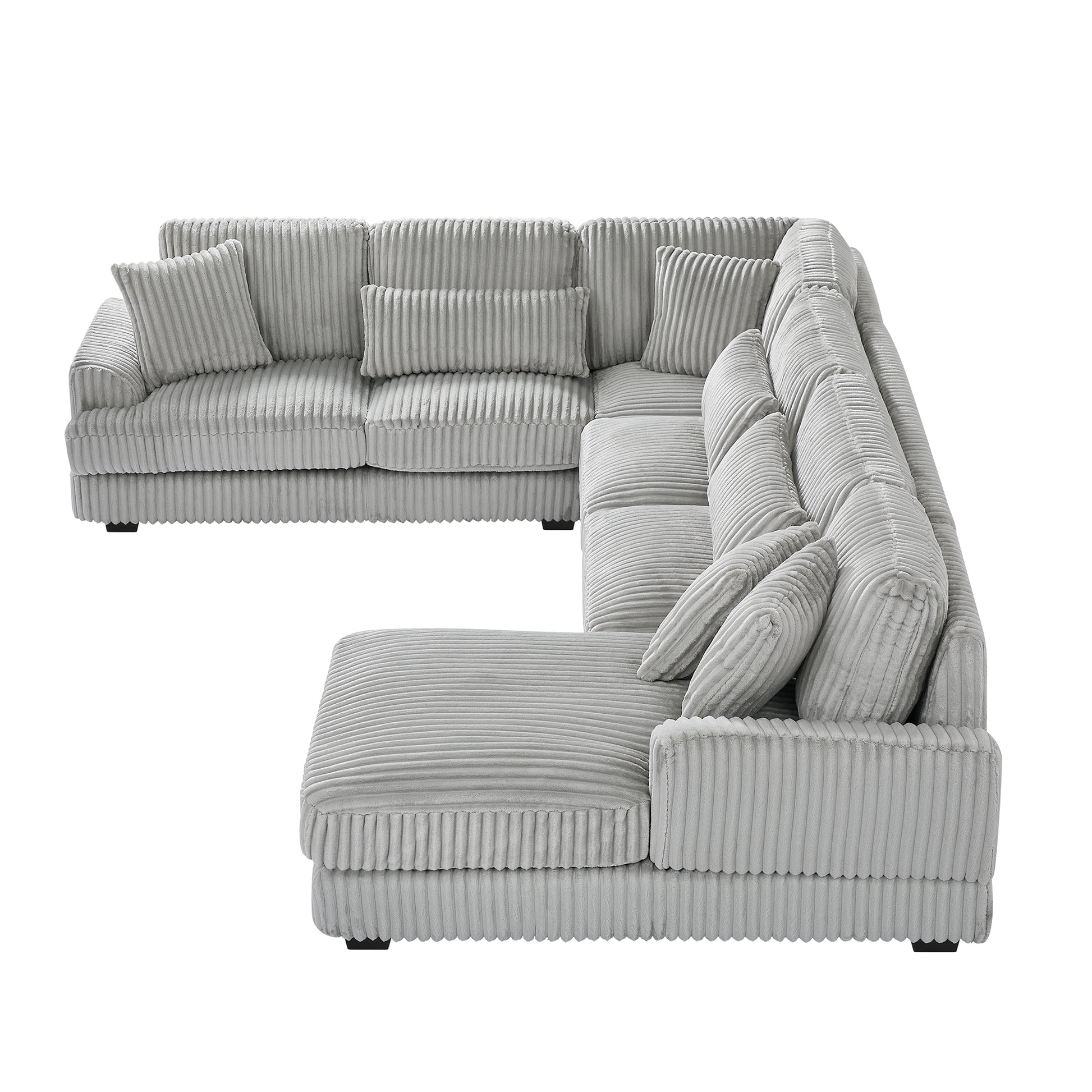 129 Oversized Sectional Sofa U-shaped Sofa Couch Modern Sofa Upholstered in Soft Corduroy with a Chaise Lounge for Living Room, Grey