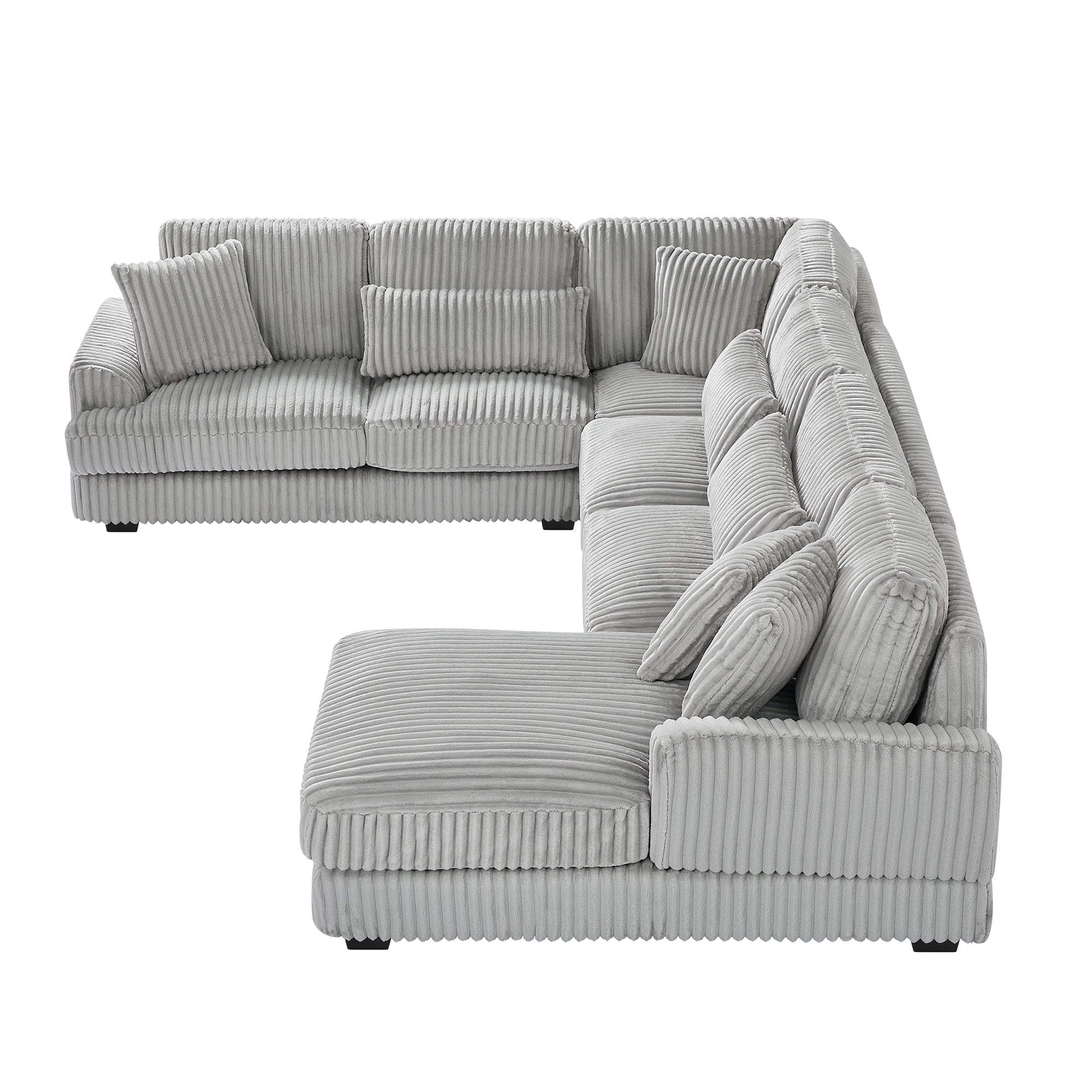129 Oversized Sectional Sofa U-shaped Sofa Couch Modern Sofa Upholstered in Soft Corduroy with a Chaise Lounge for Living Room, Grey