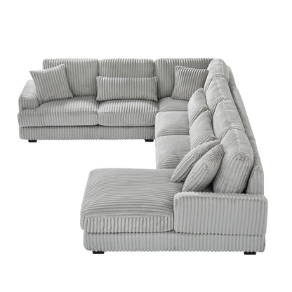129 Oversized Sectional Sofa U-shaped Sofa Couch Modern Sofa Upholstered in Soft Corduroy with a Chaise Lounge for Living Room, Grey