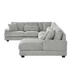 129 Oversized Sectional Sofa U-shaped Sofa Couch Modern Sofa Upholstered in Soft Corduroy with a Chaise Lounge for Living Room, Grey