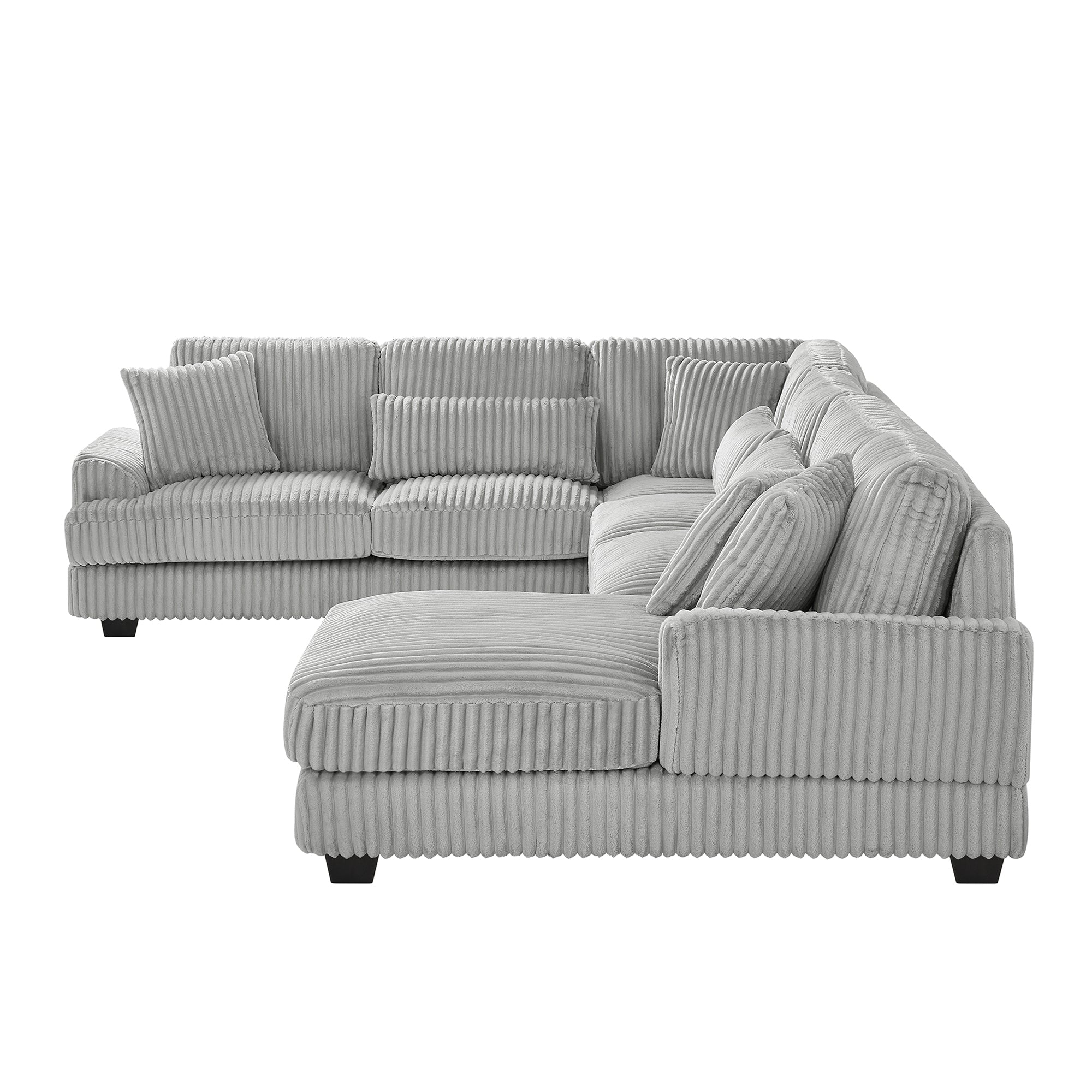 129 Oversized Sectional Sofa U-shaped Sofa Couch Modern Sofa Upholstered in Soft Corduroy with a Chaise Lounge for Living Room, Grey