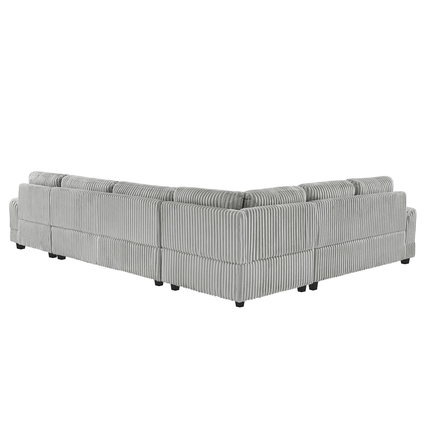 129 Oversized Sectional Sofa U-shaped Sofa Couch Modern Sofa Upholstered in Soft Corduroy with a Chaise Lounge for Living Room, Grey