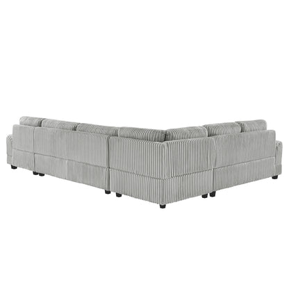 129 Oversized Sectional Sofa U-shaped Sofa Couch Modern Sofa Upholstered in Soft Corduroy with a Chaise Lounge for Living Room, Grey