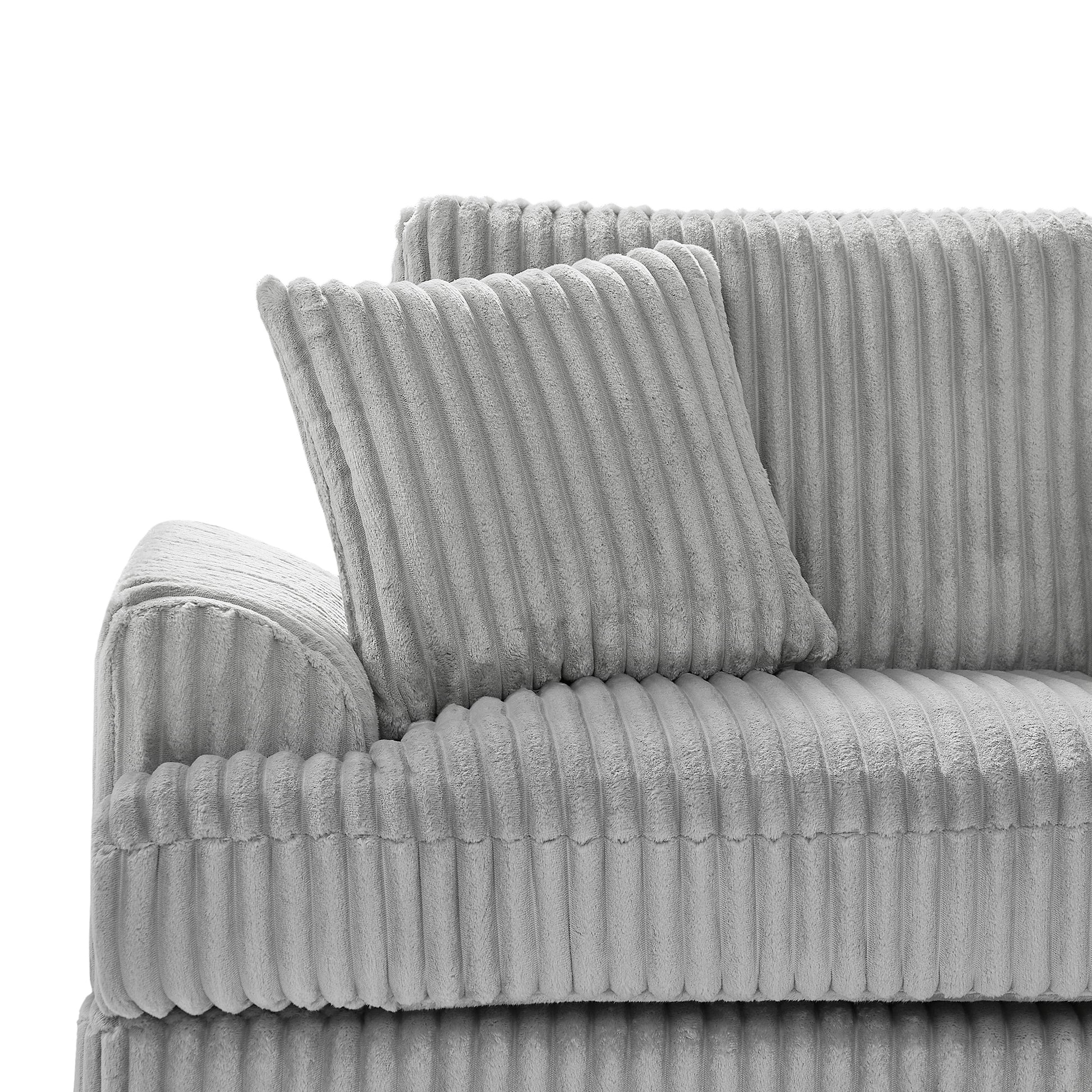 129 Oversized Sectional Sofa U-shaped Sofa Couch Modern Sofa Upholstered in Soft Corduroy with a Chaise Lounge for Living Room, Grey