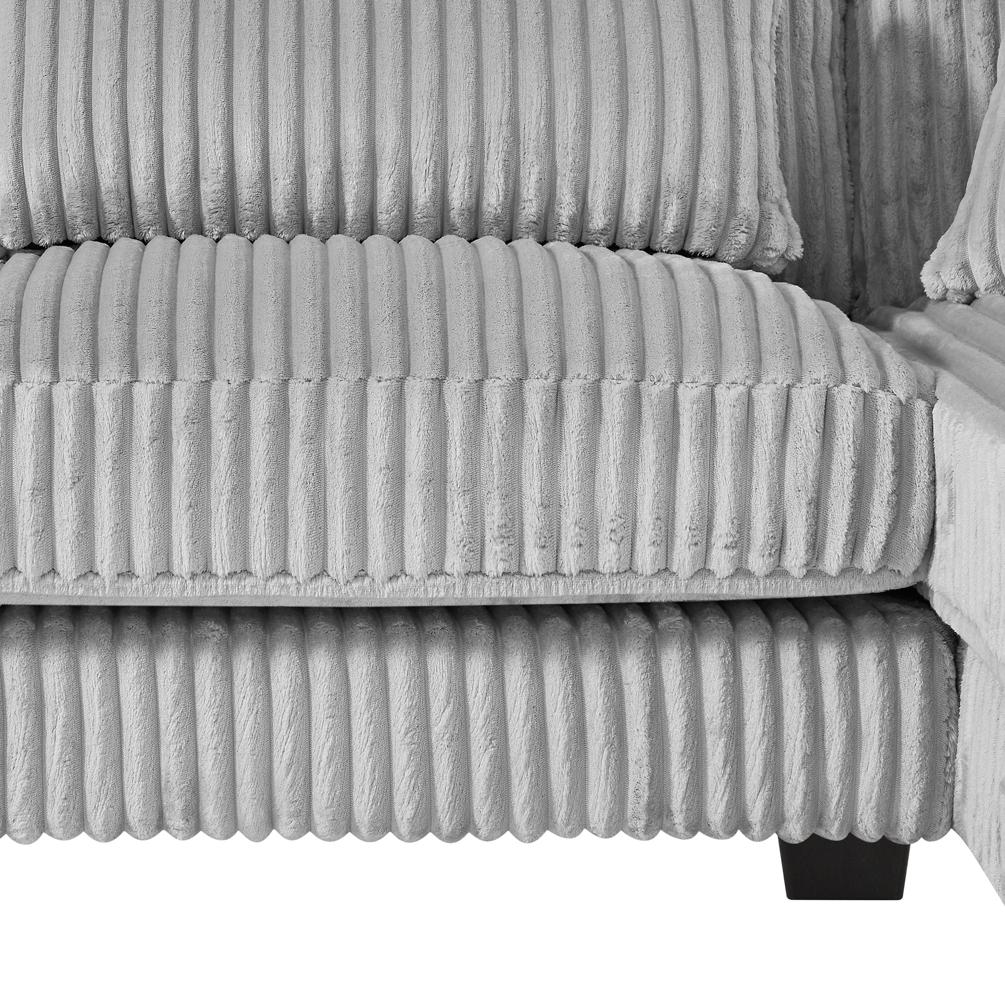 129 Oversized Sectional Sofa U-shaped Sofa Couch Modern Sofa Upholstered in Soft Corduroy with a Chaise Lounge for Living Room, Grey