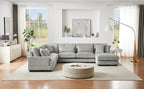129 Oversized Sectional Sofa U-shaped Sofa Couch Modern Sofa Upholstered in Soft Corduroy with a Chaise Lounge for Living Room, Grey
