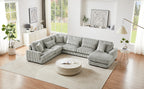 129 Oversized Sectional Sofa U-shaped Sofa Couch Modern Sofa Upholstered in Soft Corduroy with a Chaise Lounge for Living Room, Grey