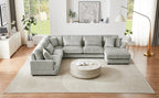 129 Oversized Sectional Sofa U-shaped Sofa Couch Modern Sofa Upholstered in Soft Corduroy with a Chaise Lounge for Living Room, Grey