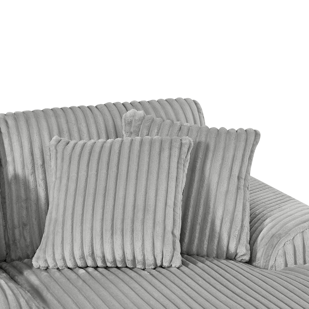 Modern Grey U-Shaped Corduroy Sectional with Chaise