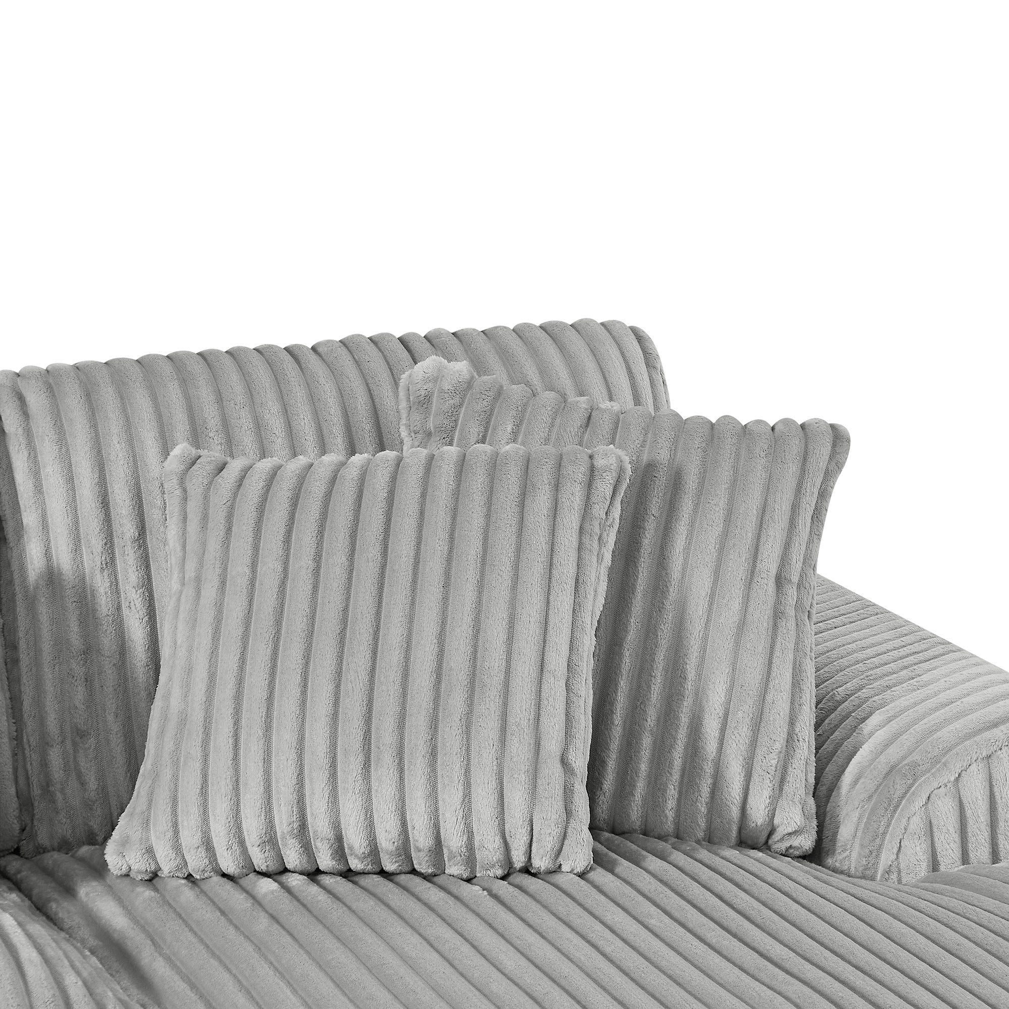 Modern Grey U-Shaped Corduroy Sectional with Chaise