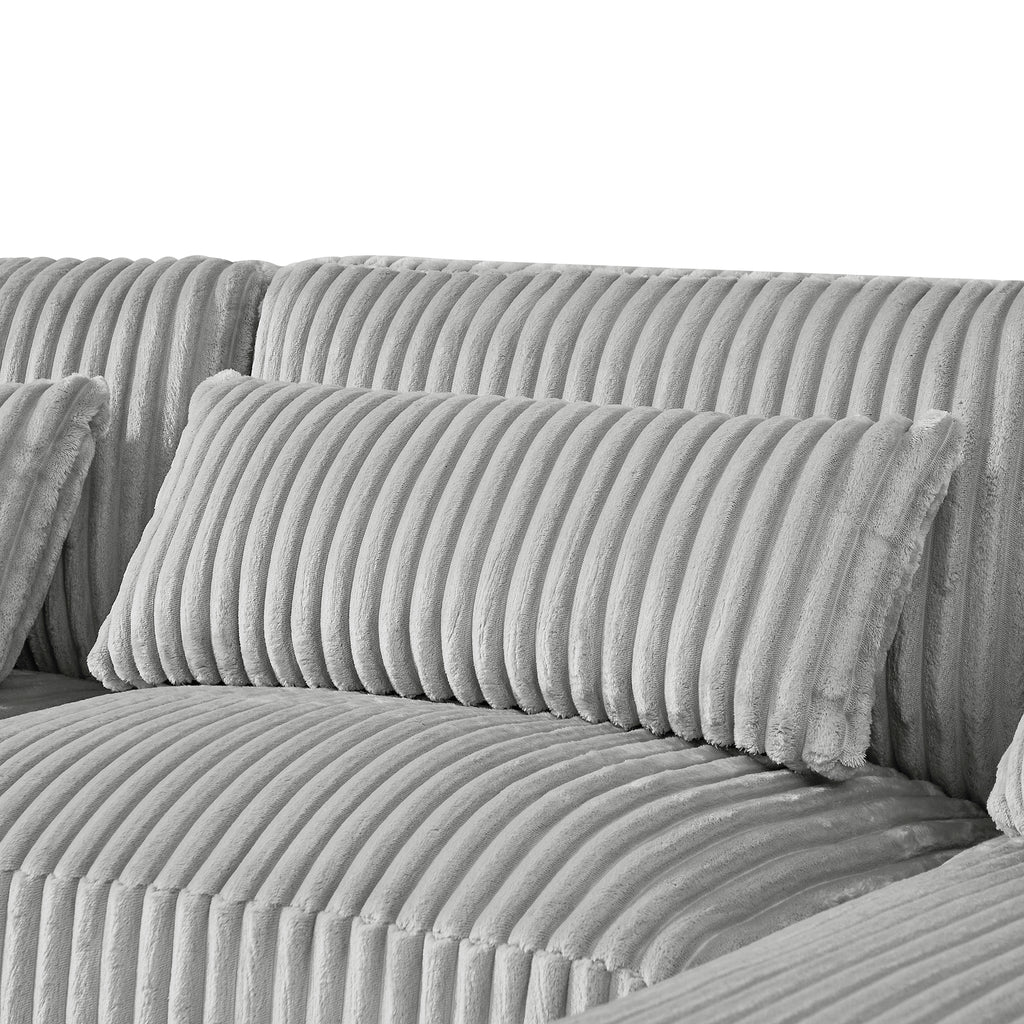 Modern Grey U-Shaped Corduroy Sectional with Chaise