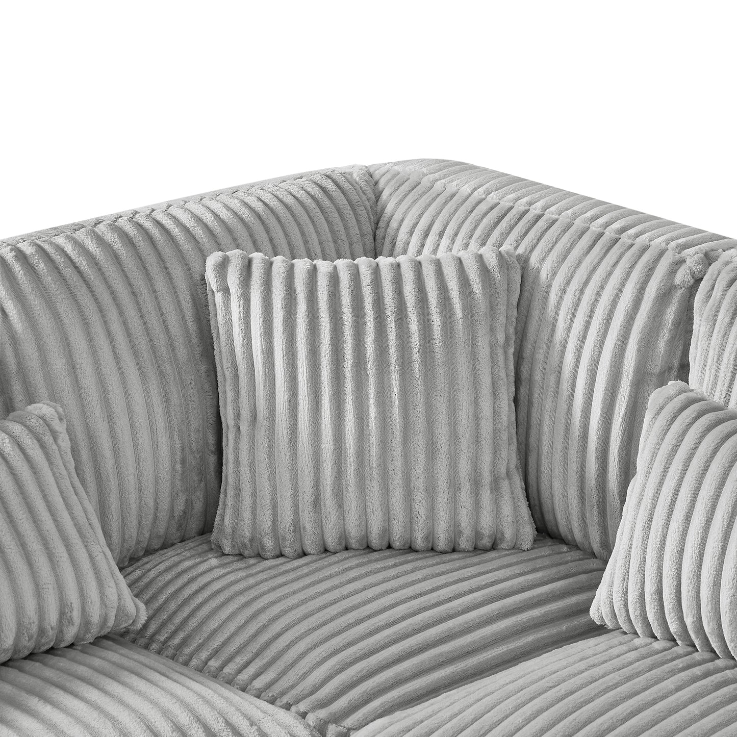 Modern Grey U-Shaped Corduroy Sectional with Chaise