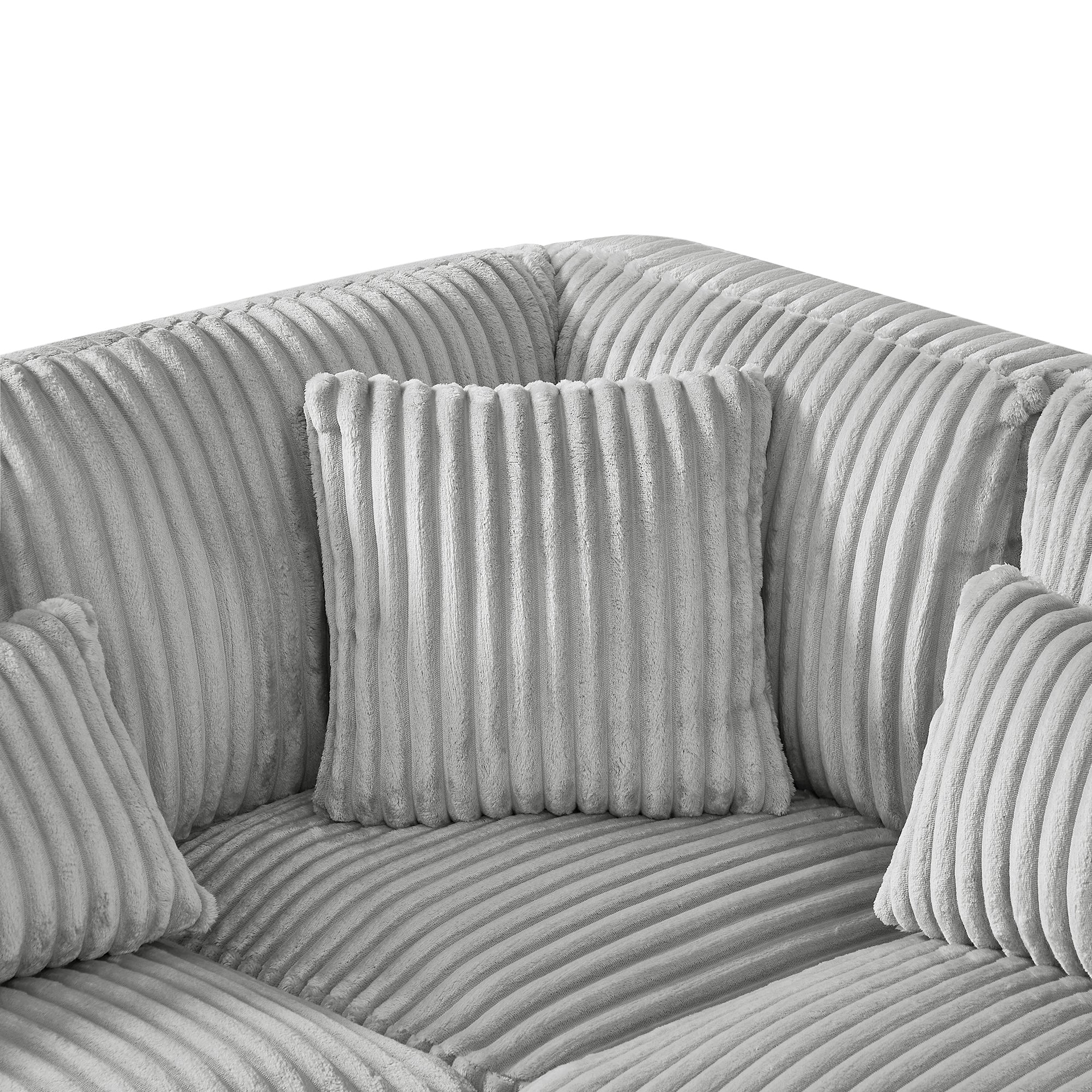 Modern Grey U-Shaped Corduroy Sectional with Chaise