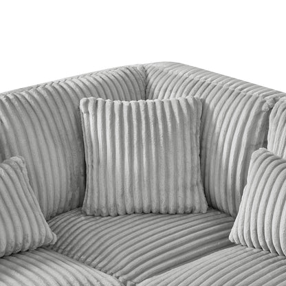 Modern Grey U-Shaped Corduroy Sectional with Chaise