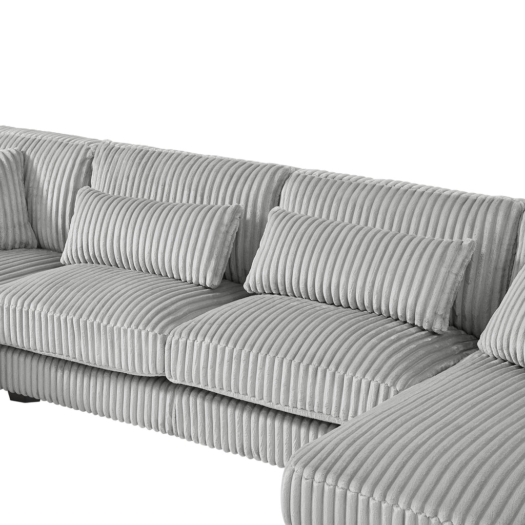 Modern Grey U-Shaped Corduroy Sectional with Chaise