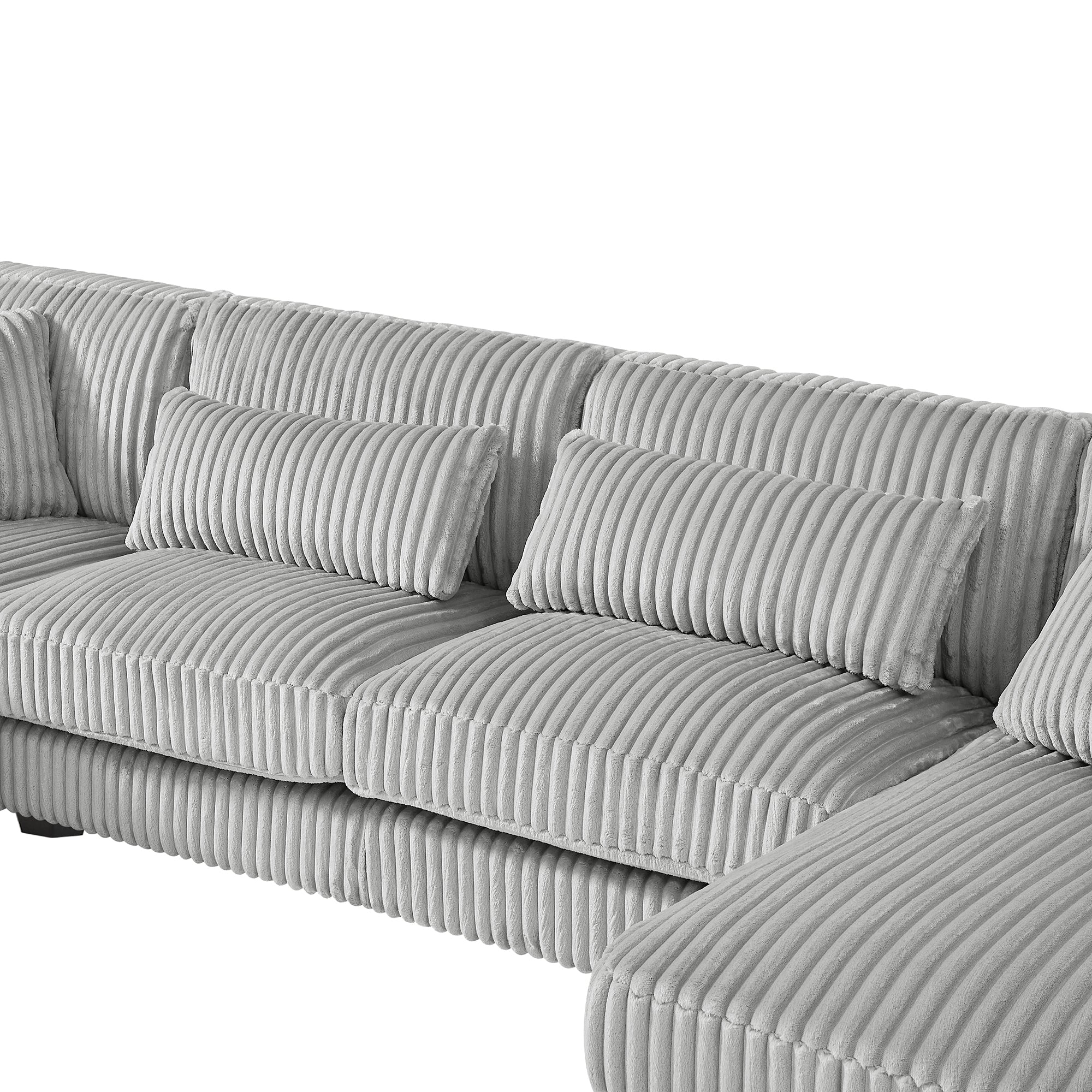 Modern Grey U-Shaped Corduroy Sectional with Chaise