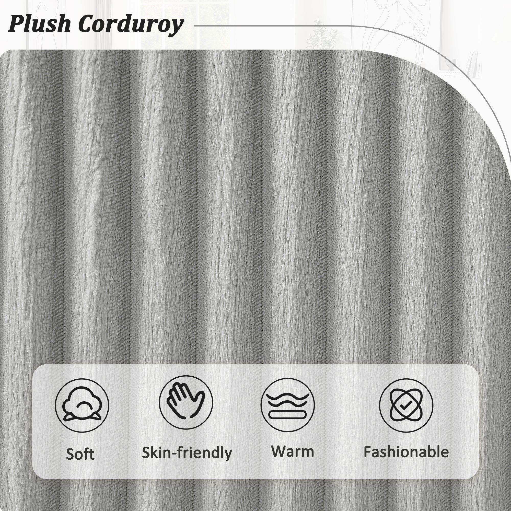 129 Oversized Sectional Sofa U-shaped Sofa Couch Modern Sofa Upholstered in Soft Corduroy with a Chaise Lounge for Living Room, Grey