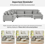 129 Oversized Sectional Sofa U-shaped Sofa Couch Modern Sofa Upholstered in Soft Corduroy with a Chaise Lounge for Living Room, Grey