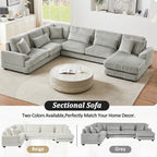 129 Oversized Sectional Sofa U-shaped Sofa Couch Modern Sofa Upholstered in Soft Corduroy with a Chaise Lounge for Living Room, Grey