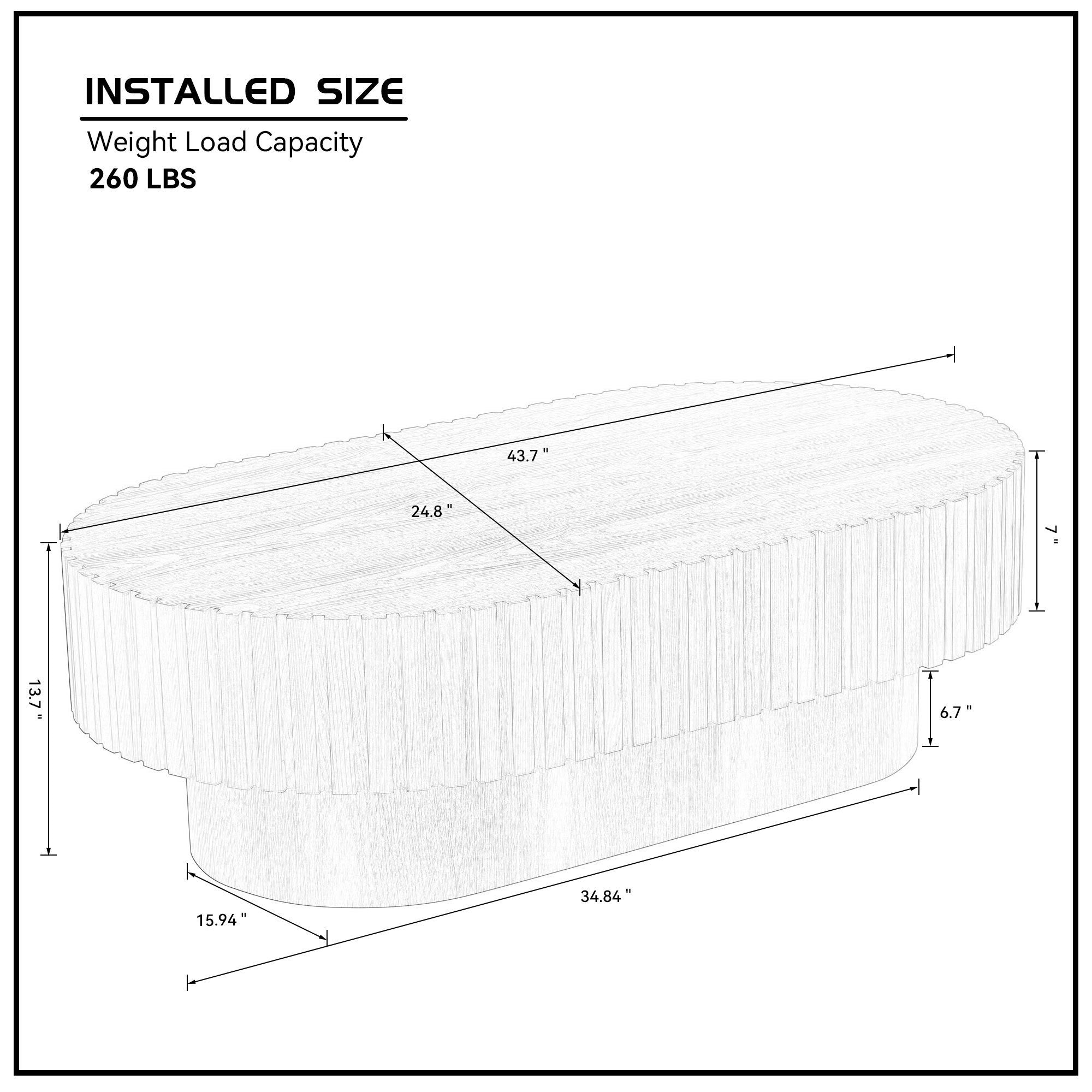 43.70Inch Modern Handcraft Drum Coffee Table Oval Coffee Table for Living Room,Small Wooden Coffee Table with Sturdy Pedestal for Office,ASH Color