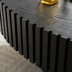 Modern Handcraft Drum Coffee Table Length 43.7 inch Ellipse Coffee Table for Living Room,Small Coffee Table with Sturdy Pedestal,Black MDF