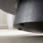 Modern Handcraft Drum Coffee Table Length 43.7 inch Ellipse Coffee Table for Living Room,Small Coffee Table with Sturdy Pedestal,Black MDF