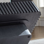 31.5 Inch Modern Handcraft Drum Coffee Table Square Coffee Table for Living Room,Small Wooden Coffee Table with Sturdy MDF Pedesta,Black Color Coffee Table