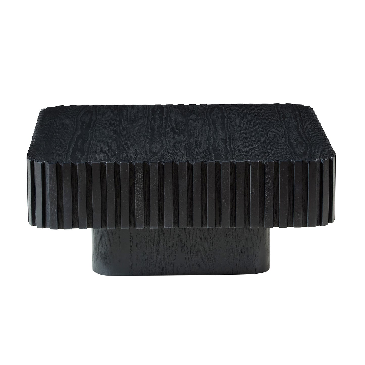 31.5 Inch Modern Handcraft Drum Coffee Table Square Coffee Table for Living Room,Small Wooden Coffee Table with Sturdy MDF Pedesta,Black Color Coffee Table