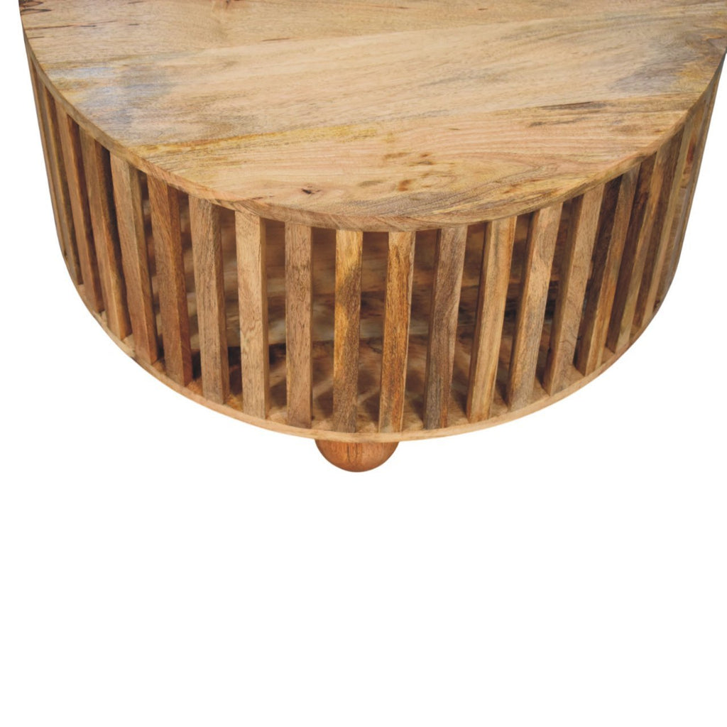 Modern Handmade Solid Wood Slatted Round Oak Coffee Table