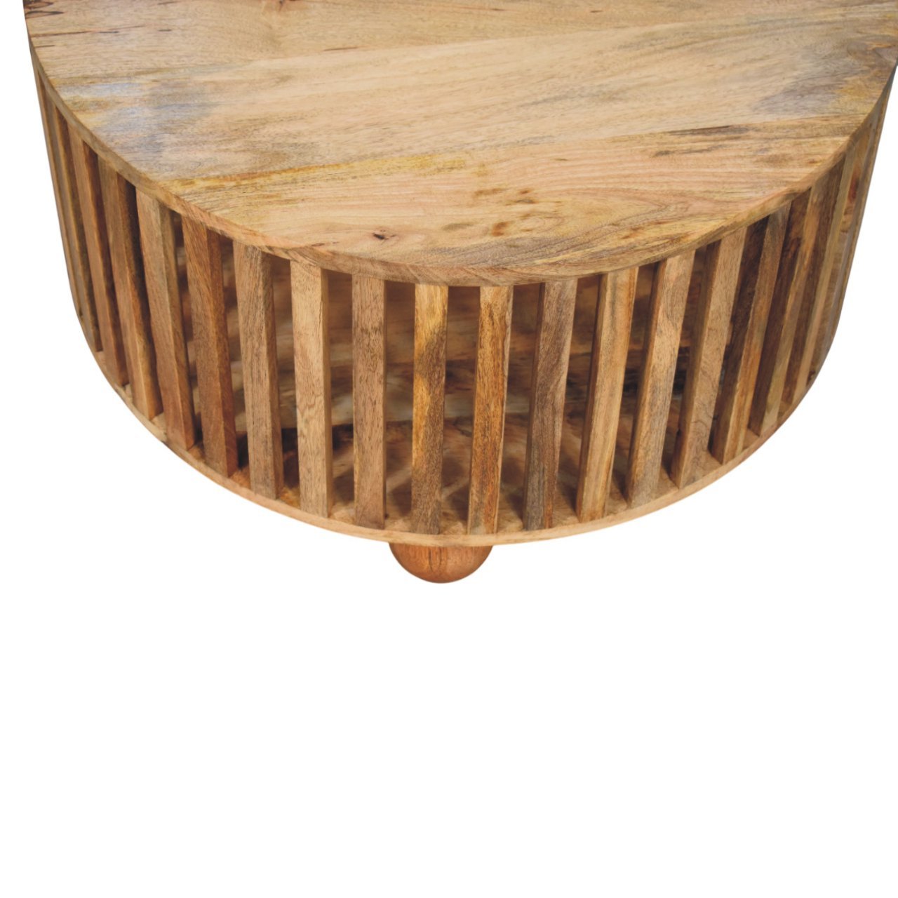 Modern Handmade Solid Wood Slatted Round Oak Coffee Table