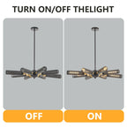 Modern Industrial 8-Light Black Gold Sputnik Chandelier.