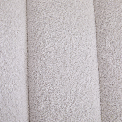 Modern Upholstered Armless Bed Bench, Channel Tufted Couch Daybed Chaise, Ivory Chenille, 69.7' Wide