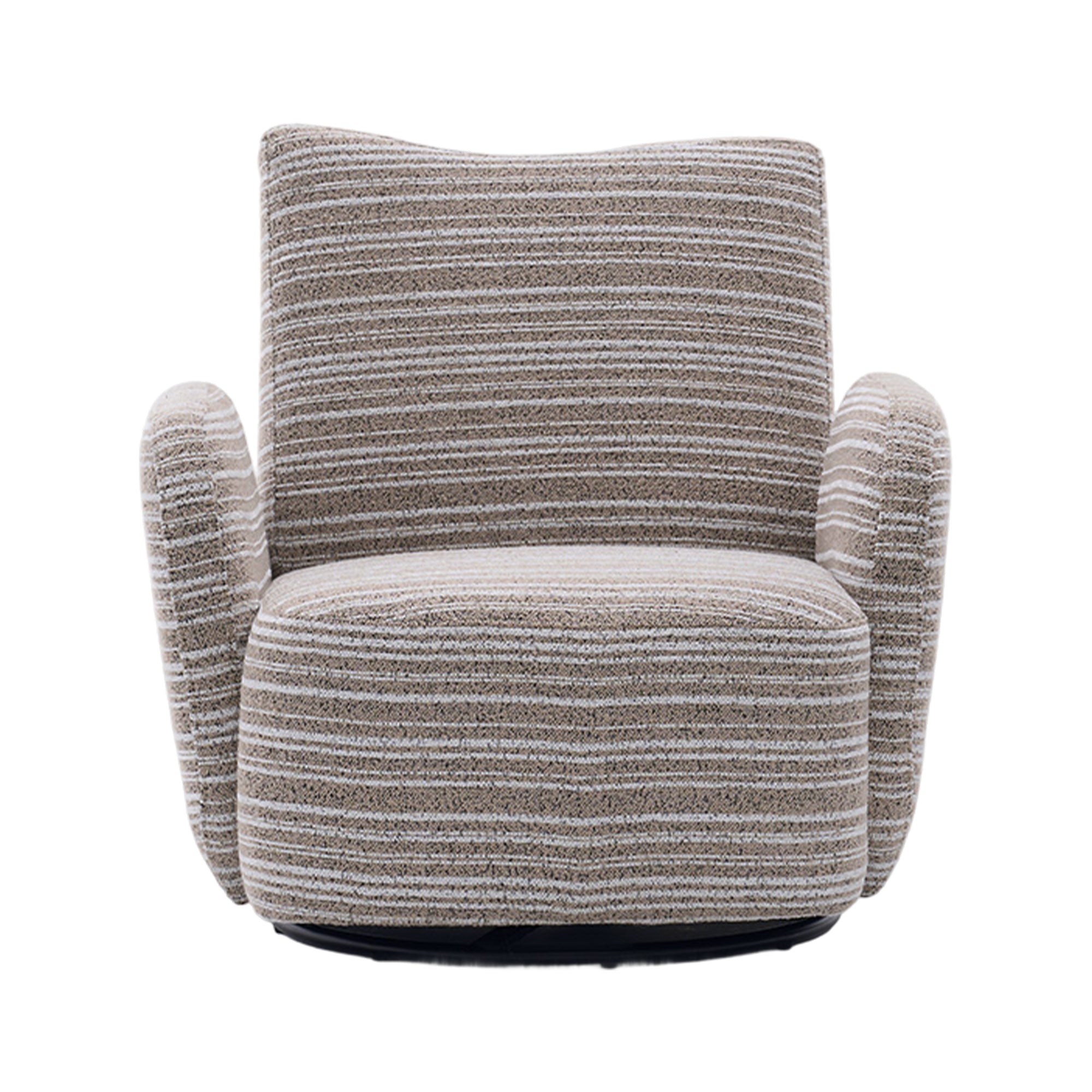 Modern Style 360° Swivel Leisure Chair Fabric Striped Armrest Swivel Chair with sand-rimmed fabric and metal bracket, suitable for living room, balcony and bedroom Accent Chair