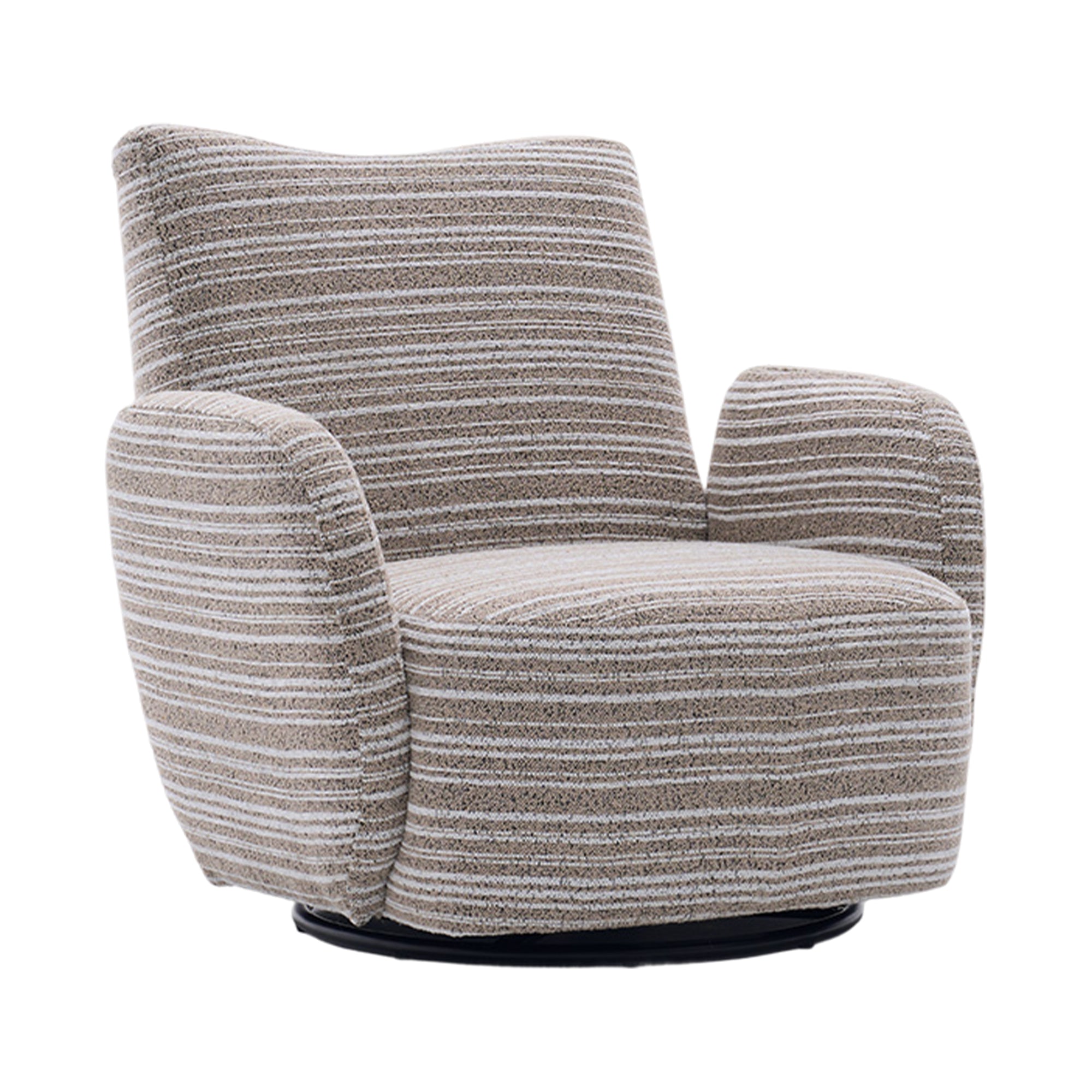 Modern Style 360° Swivel Leisure Chair Fabric Striped Armrest Swivel Chair with sand-rimmed fabric and metal bracket, suitable for living room, balcony and bedroom Accent Chair