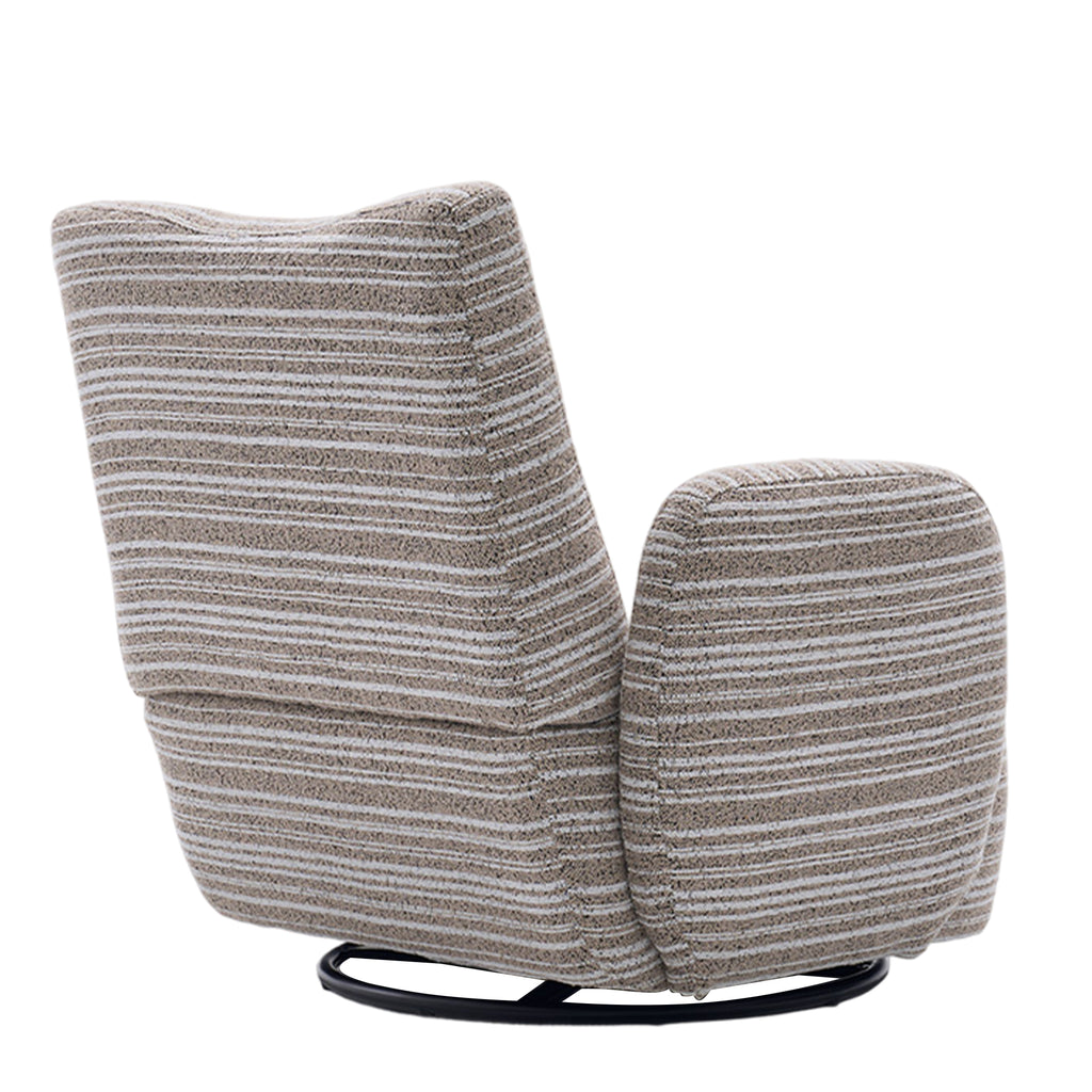 Modern Style 360° Swivel Leisure Chair Fabric Striped Armrest Swivel Chair with sand-rimmed fabric and metal bracket, suitable for living room, balcony and bedroom Accent Chair