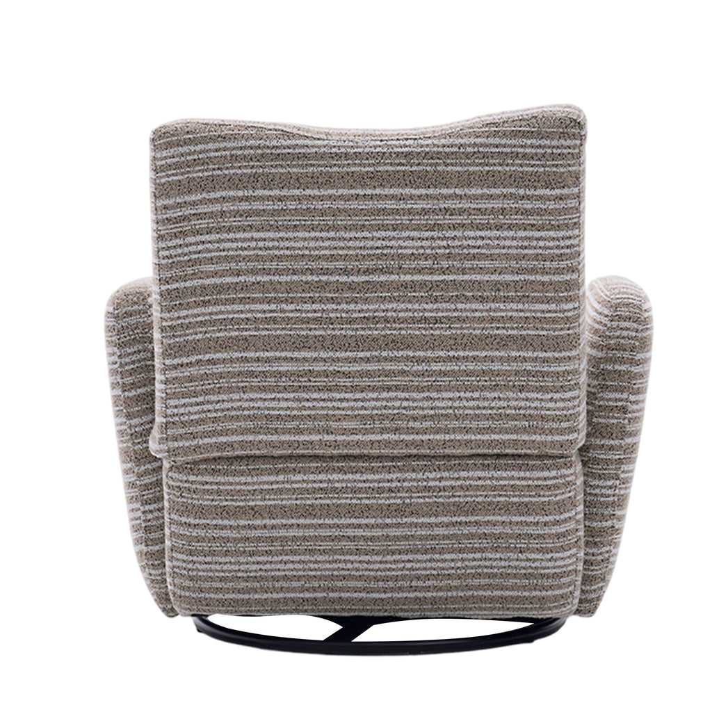 Modern Style 360° Swivel Leisure Chair Fabric Striped Armrest Swivel Chair with sand-rimmed fabric and metal bracket, suitable for living room, balcony and bedroom Accent Chair