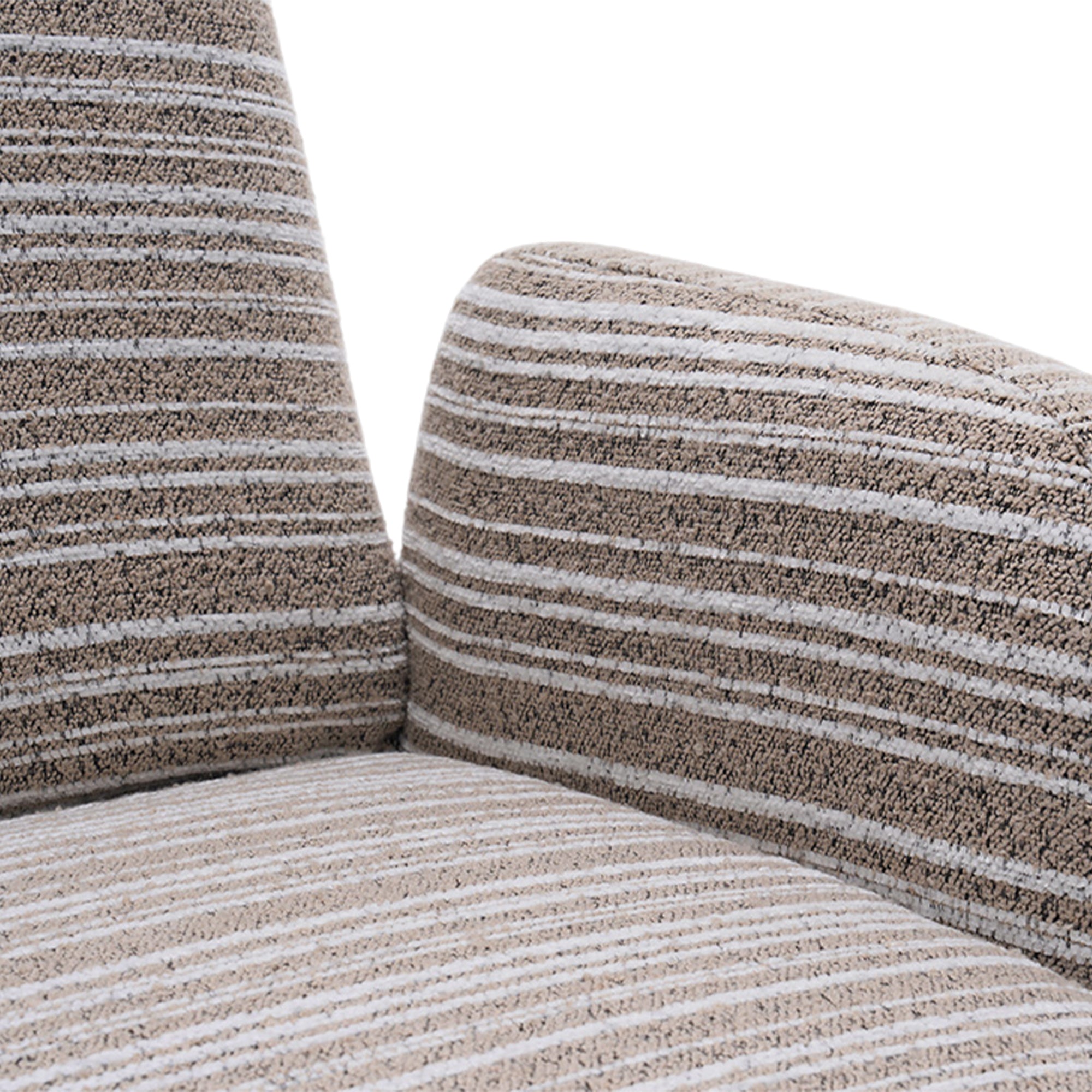 Modern Style 360° Swivel Leisure Chair Fabric Striped Armrest Swivel Chair with sand-rimmed fabric and metal bracket, suitable for living room, balcony and bedroom Accent Chair